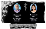 Памятник на двоих с резными розами с коркой по торцам из гранита