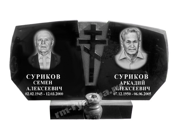 Памятник с крестом на двоих из гранита ГП-131