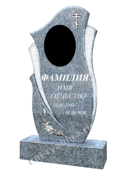 Мраморный памятник вертикальный в форме волна на кладбище МП-4