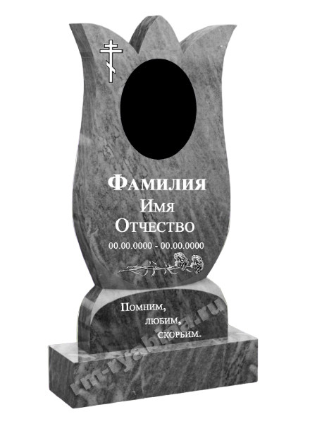 Мраморный памятник в форме цветка тюльпан МП-8