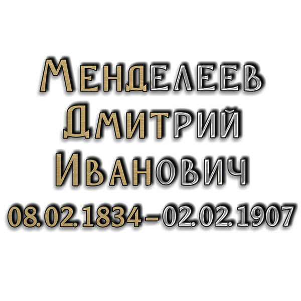 Литые буквы и цифры из алюминия и латуни накладные на памятник "Шрифт №13"