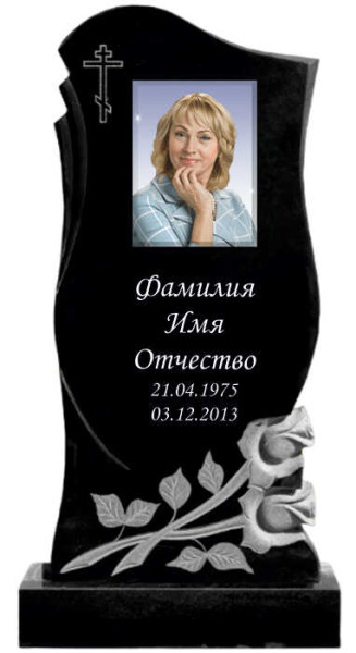Вертикальный памятник с резными розами