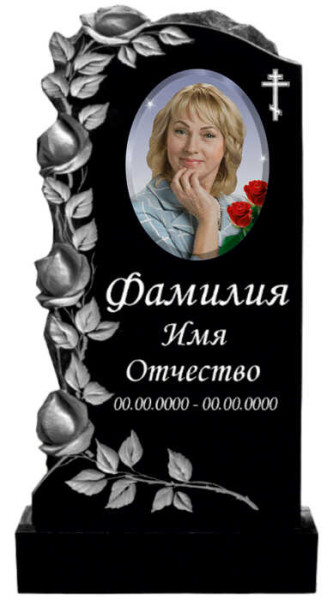 Резной памятник женщине из гранита с резными розами из гранита