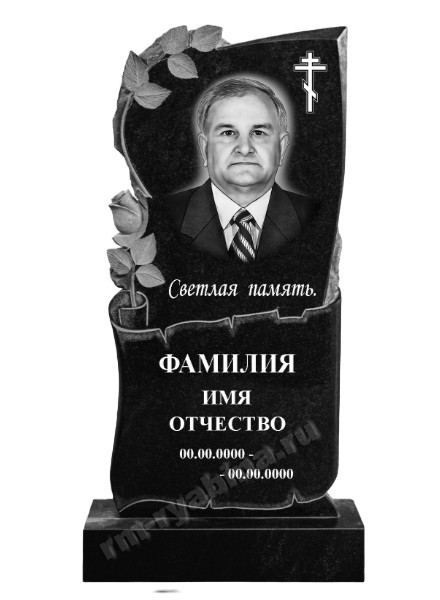 Памятник с пергаментом и букетом роз из гранита ГП-46