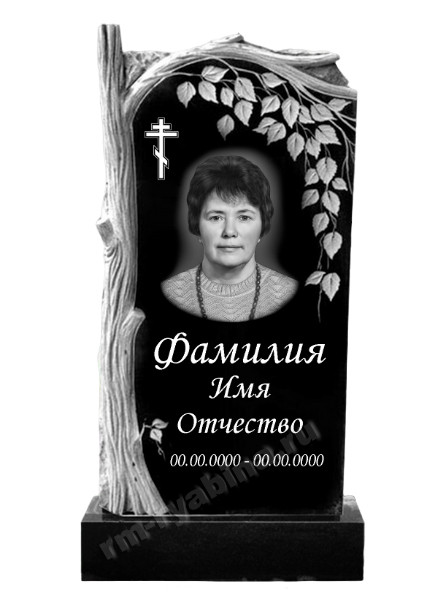 Вертикальный резной памятник ствол дерева и ветвь из гранита ГП-89