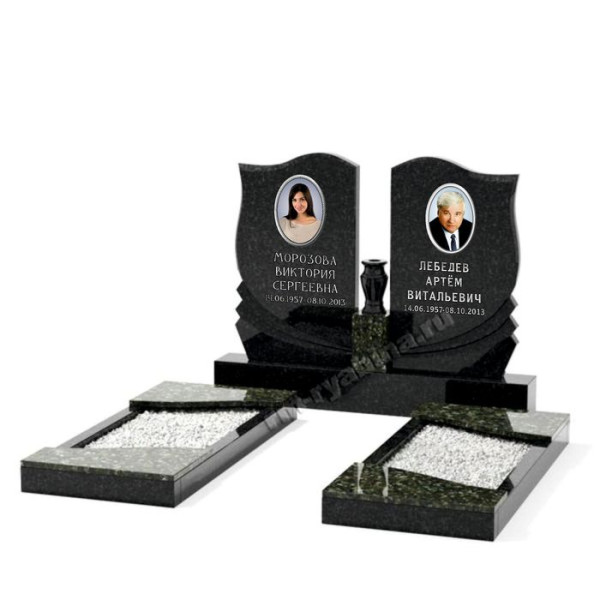 Памятник двойной из двух стел в форме волна ЧЗ-52