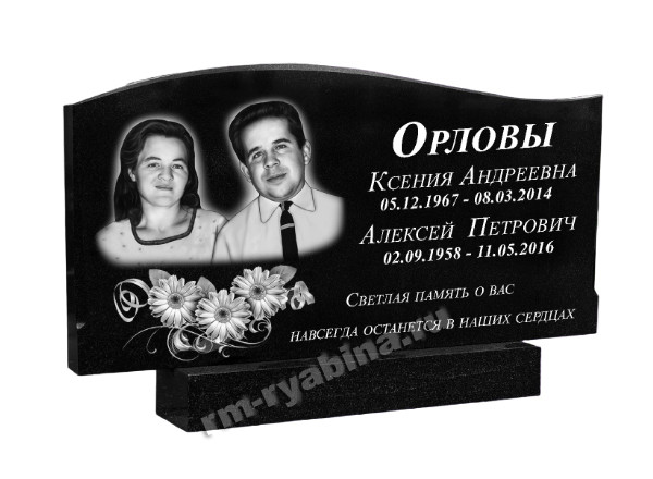 Памятник на двоих волна с ромашками из гранита ГП-101