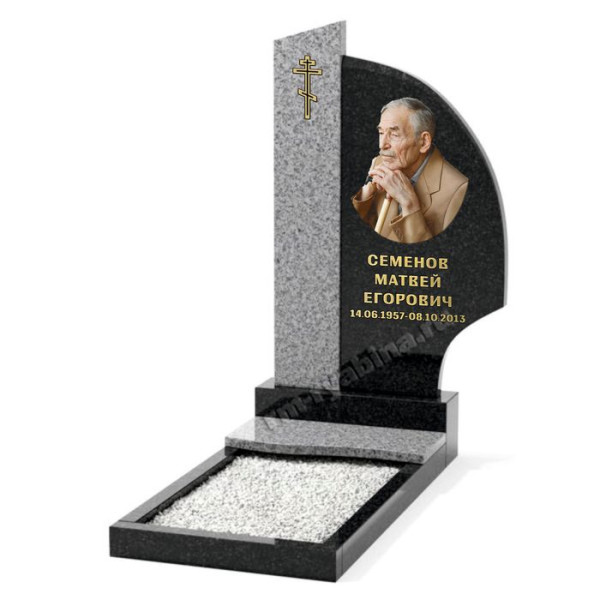 Памятник из гранита в виде паруса из гранита серого и черного ЧС-6