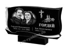 Двойной памятник с гравировкой крест, розы и свеча из гранита ГП-114