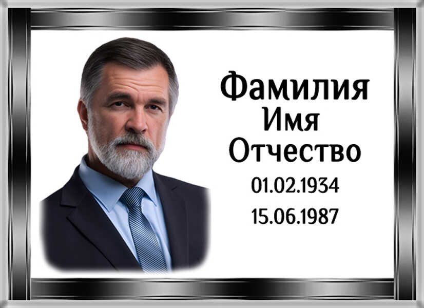 Табличка ритуальная из металла с полимерным покрытием на памятник и крест Т16-М