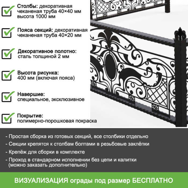 Ритуальная ограда с изображением русского религиозного декора с лазерной резкой металла ОРЛ-72