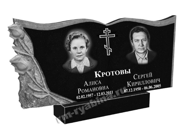 Памятник на двоих в виде книги с розами из гранита