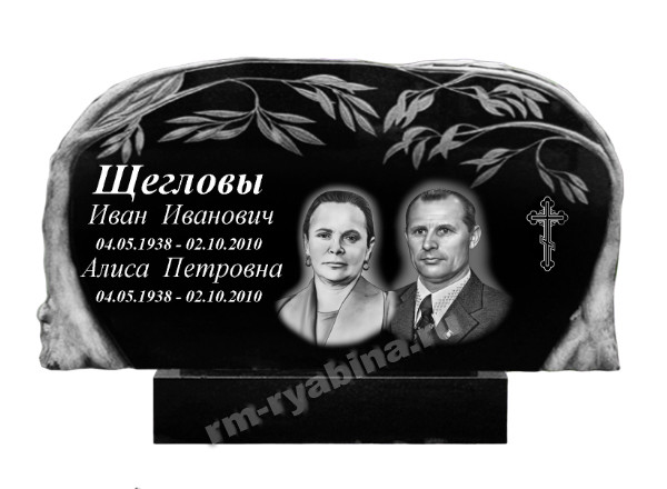 Памятник на двоих с двумя деревьями ива из гранита ГП-125